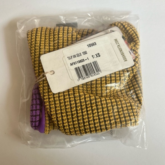 NWT Agua Bendita Vini Tulip Bikini Top Textured One Shoulder Yellow & Purple - Picture 6 of 8